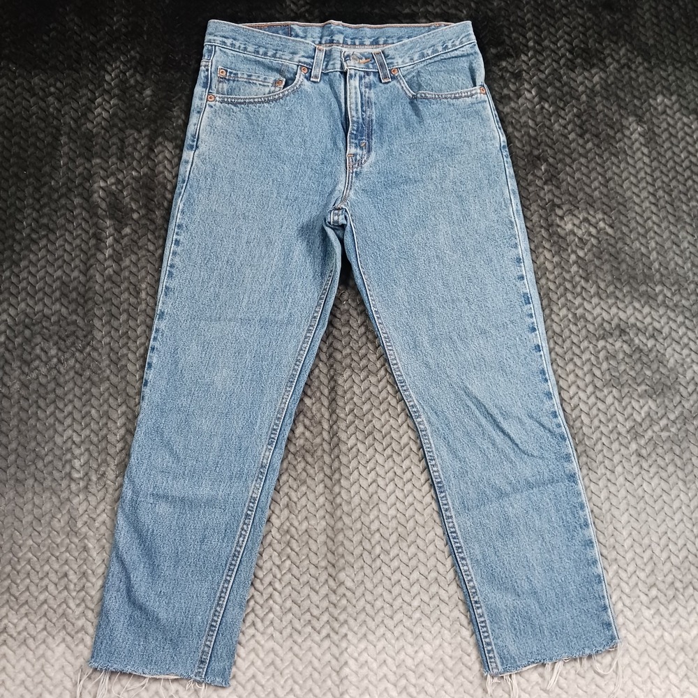 Levi's 513 Jeans Men's (31x25)L32 Blue Cotton Denim Straight Frayed-Hem Workwear